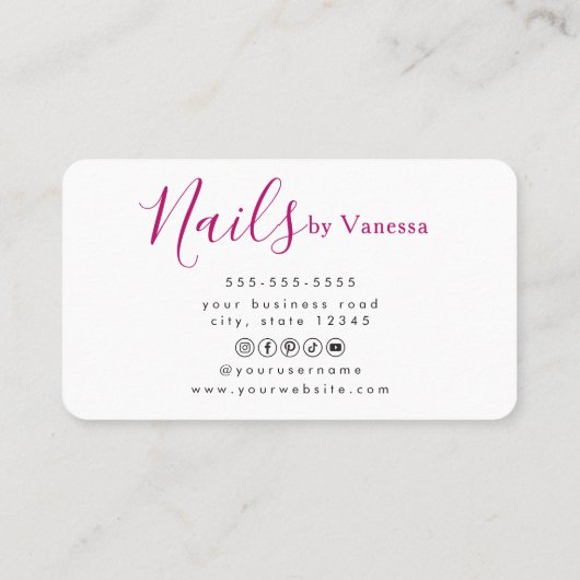 Simple Modern Nail Technician Salon Use 名刺 (裏面)