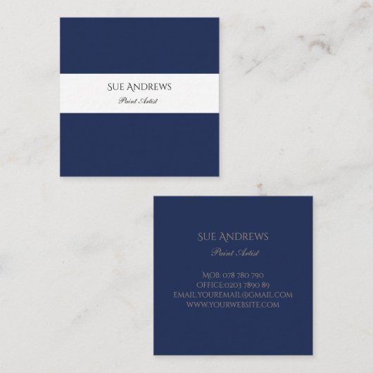 Simple Modern Navy Personalized Artist  スクエア名刺 (正面/裏面)