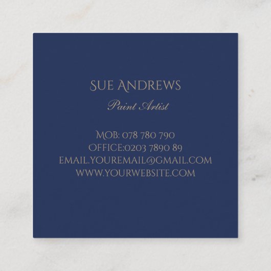 Simple Modern Navy Personalized Artist  スクエア名刺 (裏面)