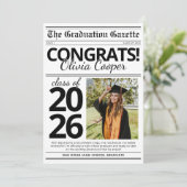 Simple Modern Newspaper Graduation Announcement 招待状 (スタンド正面)