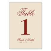 Simple Modern Old Money Bold Red Wedding テーブルナンバー (裏面)