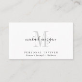 Simple Modern Personal Trainer Script Monogram 名刺 (正面)