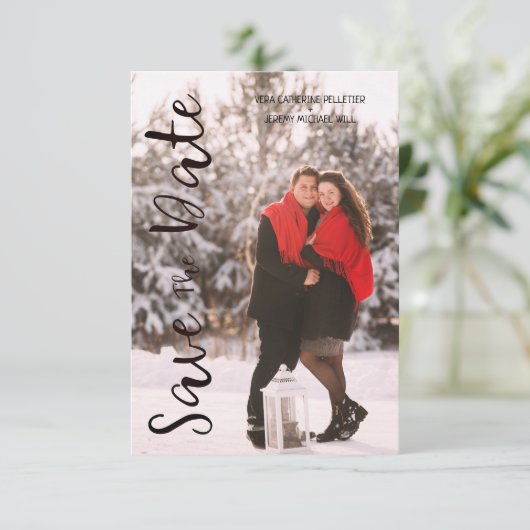 Simple Modern Personalized Photo Engagement Couple (スタンド正面)