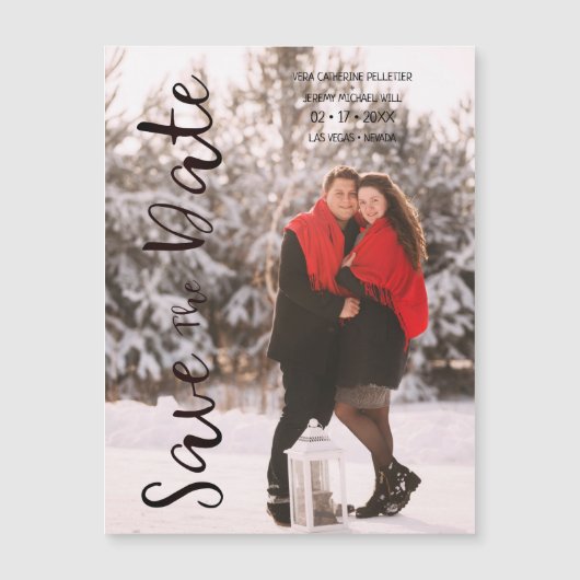 Simple Modern Personalized Photo Engagement Couple (正面)