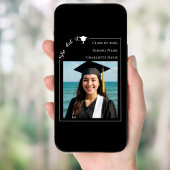 Simple modern photo black Graduation Party welcome ポスター