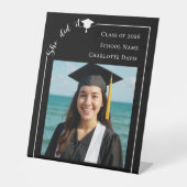 Simple modern photo black Graduation Party welcome 台座サイン (正面)