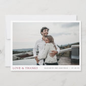 Simple Modern Photo Burgundy Wedding サンキューカード (正面)
