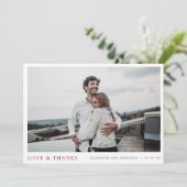 Simple Modern Photo Burgundy Wedding サンキューカード (スタンド正面)