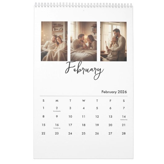 Simple Modern Photo Calendar カレンダー (2月 2026)