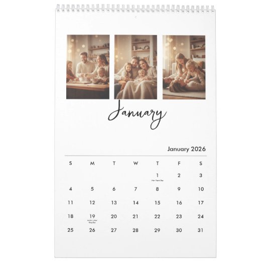 Simple Modern Photo Calendar カレンダー (1月 2026)