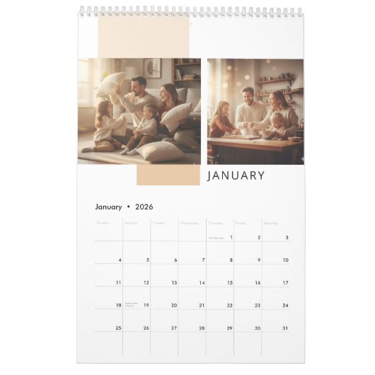 Simple Modern Photo Calendar  カレンダー (1月 2026)
