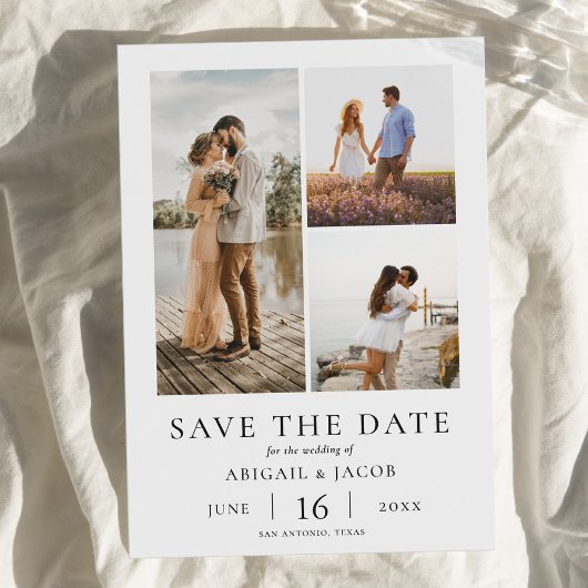 Simple Modern Photo Collage Wedding Save the Date セーブザデート