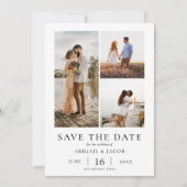 Simple Modern Photo Collage Wedding Save the Date セーブザデート (正面)