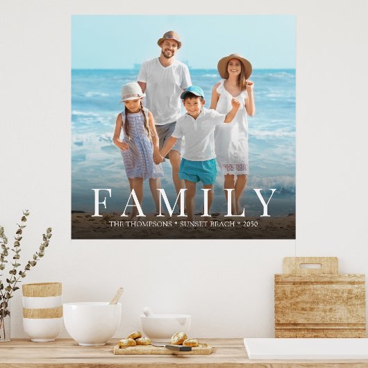 Simple Modern Photo Family Minimalist Custom ポスター (キッチン)