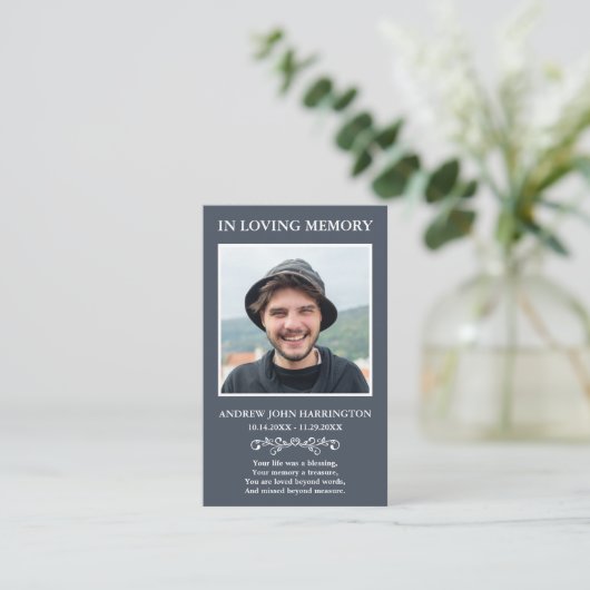 Simple Modern Photo Funeral Card 名刺 (スタンド正面)