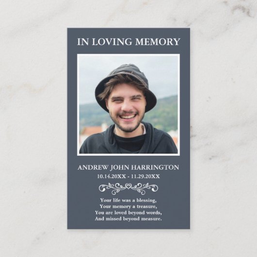 Simple Modern Photo Funeral Card 名刺 (正面)