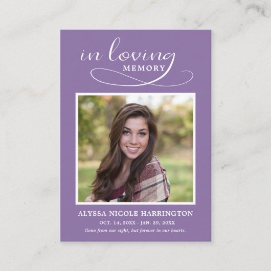 Simple Modern Photo Funeral Card 名刺 (正面)