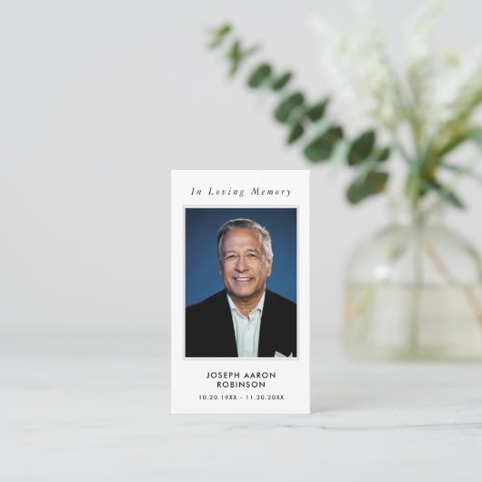 Simple Modern Photo Funeral Memorial Prayer Card 名刺 (スタンド正面)