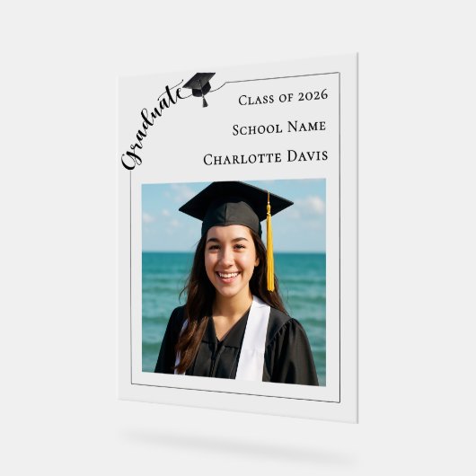 Simple modern photo Graduate アクリルサイン (傾斜)