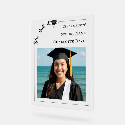Simple modern photo Graduate アクリルサイン (傾斜)