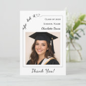 Simple modern photo Graduate She did it サンキューカード (スタンド正面)