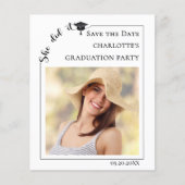 Simple modern photo Graduation Save the Date チラシ (正面)