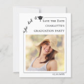 Simple modern photo Graduation Save the Date card (正面)