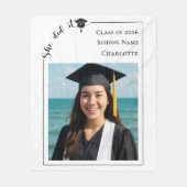 Simple modern photo Graduation she did it フリースブランケット (正面)