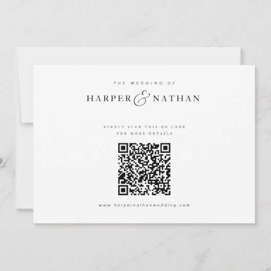 Simple Modern Photo QR Code Wedding セーブザデート (裏面)