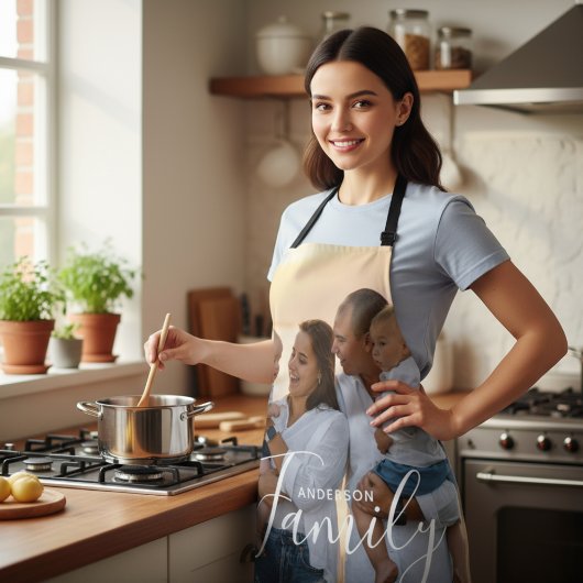 Simple Modern Photo Template Custom Family Name エプロン