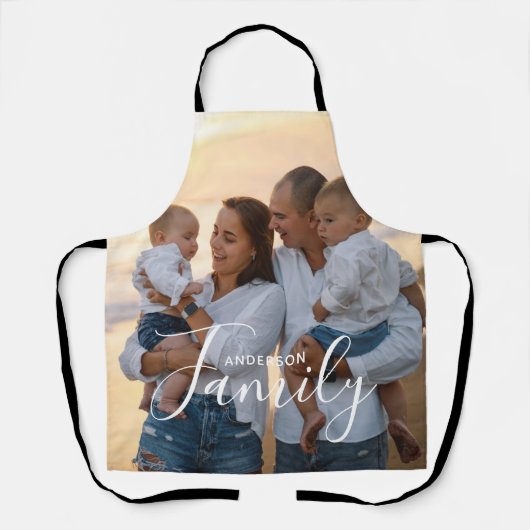 Simple Modern Photo Template Custom Family Name エプロン (正面)