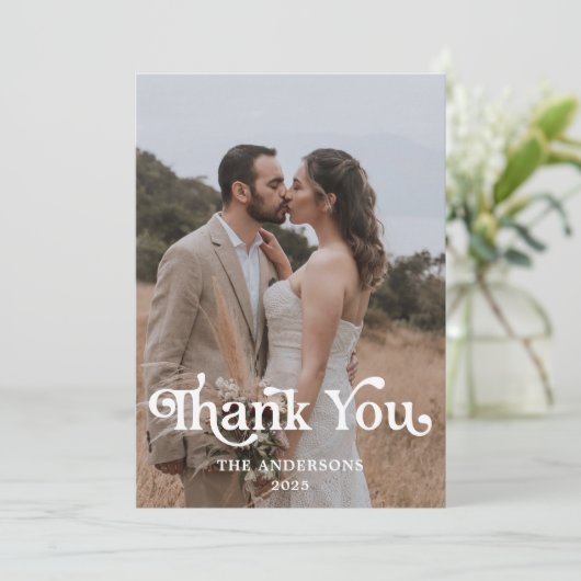 Simple Modern Photo Wedding  サンキューカード (スタンド正面)