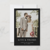 Simple Modern Photo Wedding Black Thank You Card サンキューカード (正面)