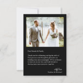Simple Modern Photo Wedding Black Thank You Card サンキューカード (裏面)