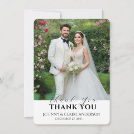 Simple Modern Photo Wedding Thank You Card Message サンキューカード