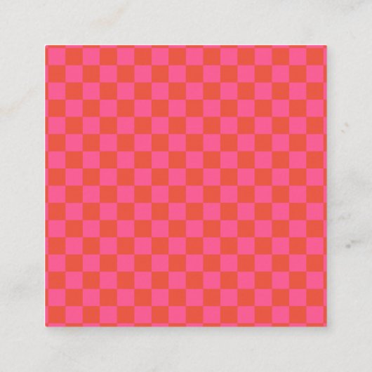 Simple Modern Pink Checkerboard Your Logo Custom スクエア名刺 (裏面)