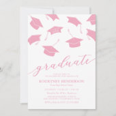 Simple Modern Pink Graduation Party Invitations 招待状 (正面)