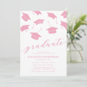 Simple Modern Pink Graduation Party Invitations 招待状 (スタンド正面)