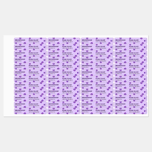 Simple Modern Plum Glaze Purple Custom Lip Gloss ラベル (シート)