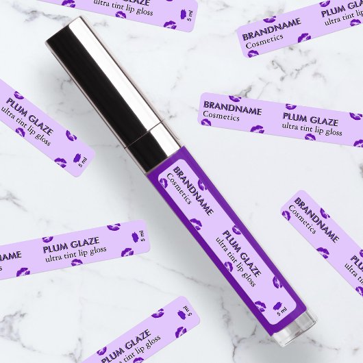 Simple Modern Plum Glaze Purple Custom Lip Gloss ラベル