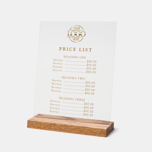 Simple Modern Professional Logo Menu Price List アクリルサイン (傾斜)