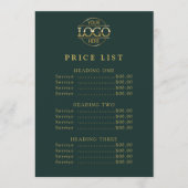 Simple Modern Professional Logo Menu Price List シーズンカード (正面)