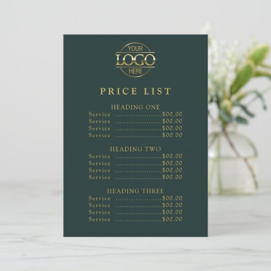 Simple Modern Professional Logo Menu Price List シーズンカード (スタンド正面)