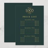 Simple Modern Professional Logo Menu Price List シーズンカード (正面/裏面)