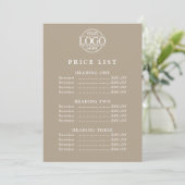 Simple Modern Professional Logo Menu Price List シーズンカード (スタンド正面)