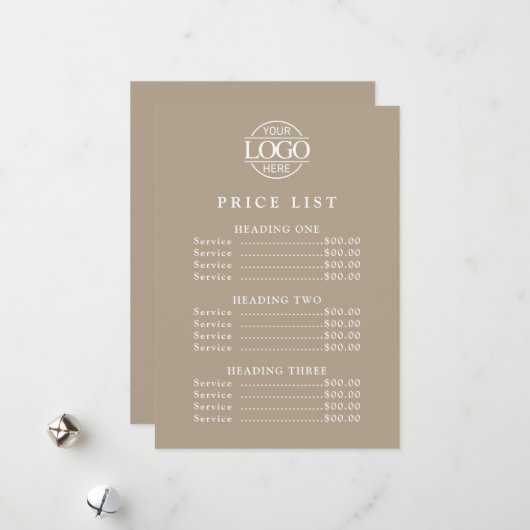 Simple Modern Professional Logo Menu Price List シーズンカード (正面/裏面インサイチュ)