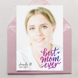 Simple Modern Purple Pink Best Mother Photo Script カード