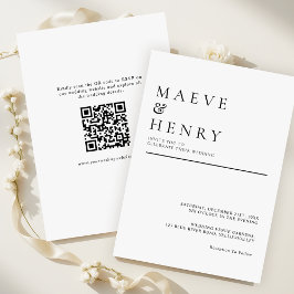 Simple Modern QR Code Minimalist Wedding 招待状
