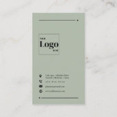 Simple Modern QR Code Sage Green Minimalist 名刺 (裏面)