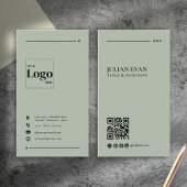 Simple Modern QR Code Sage Green Minimalist 名刺